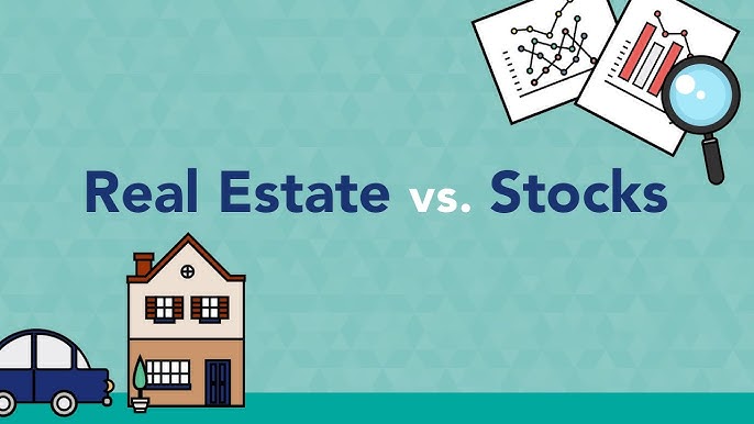 cartoon-like picture showing real estate vs stocks